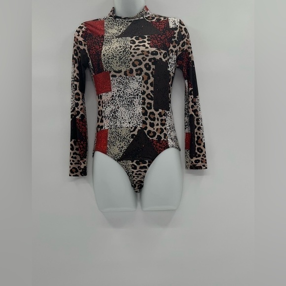 BOOHOO Women's Multicolored Animal Print Polyester Bodysuit One-Piece Size 4 - Picture 1 of 10
